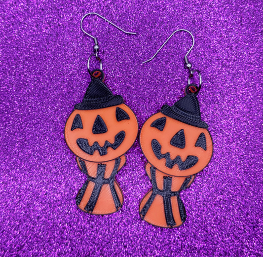 Halloween Pumpkin Blow Mold Statement Earrings 3D Printed