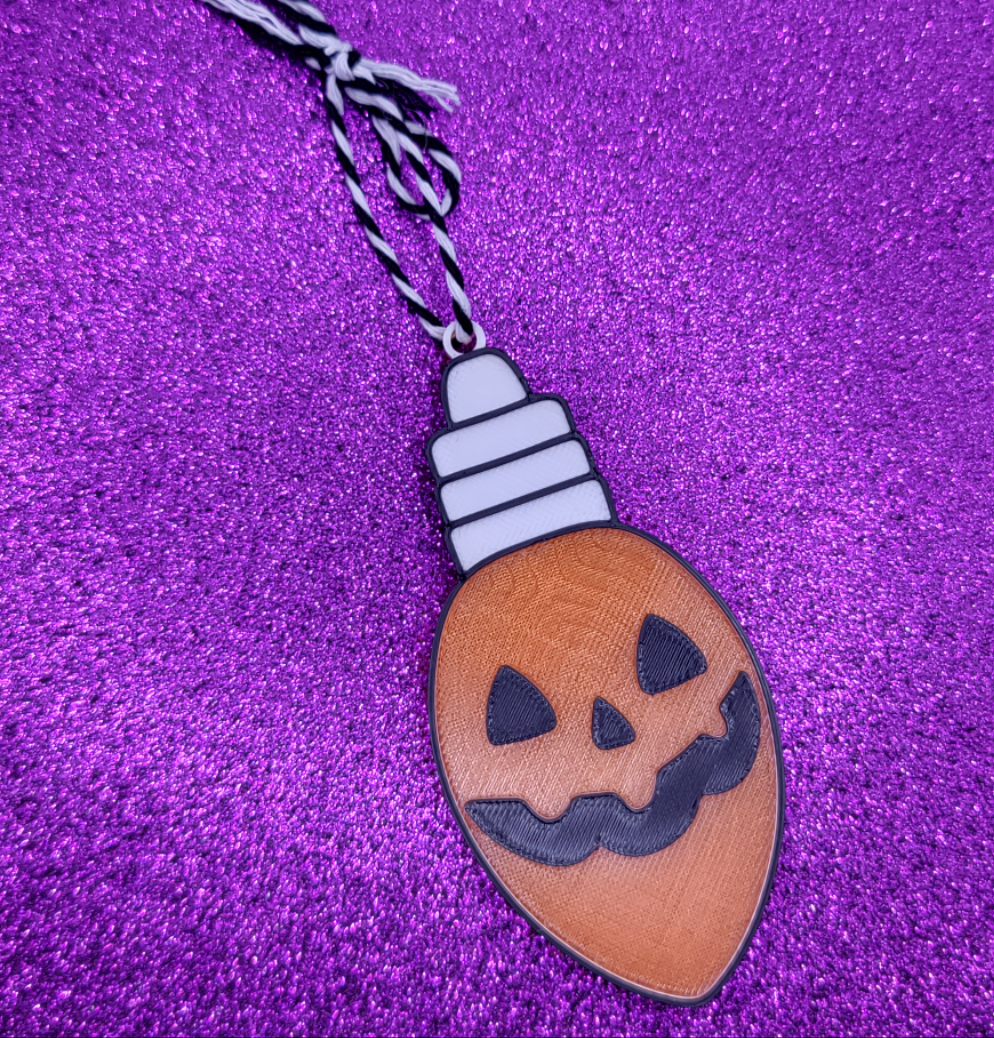 Spooky Christmas Jack O Lantern Light Bulb 3D Printed Christmas Ornament