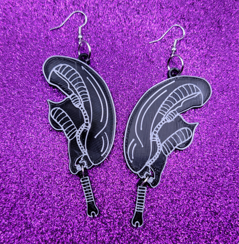 Alien 3D Printed Statement Earrings