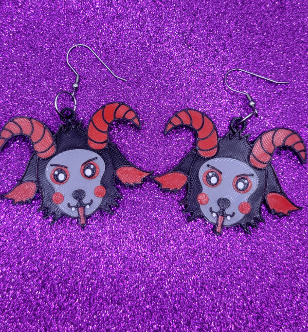 Cute Krampus Statement Earrings 3D Printed