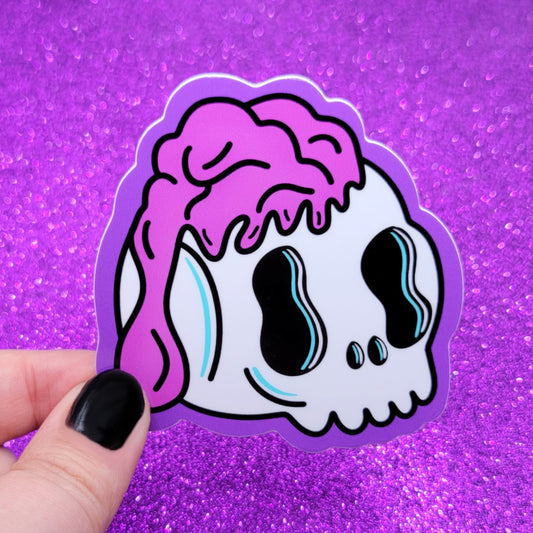 Melting Brain Skull sticker 3"x3"