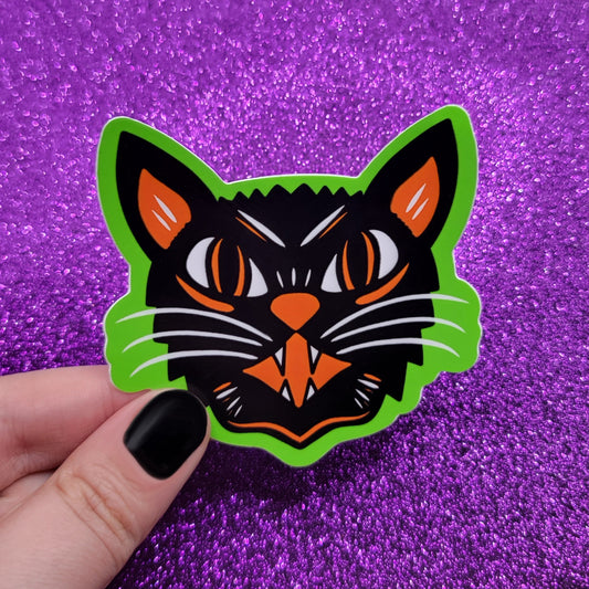 Halloween Black Cat Sticker 3"x3.5"