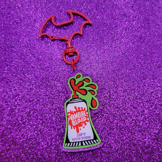 Vintage Halloween Vampire Blood Acrylic Keychain 2"