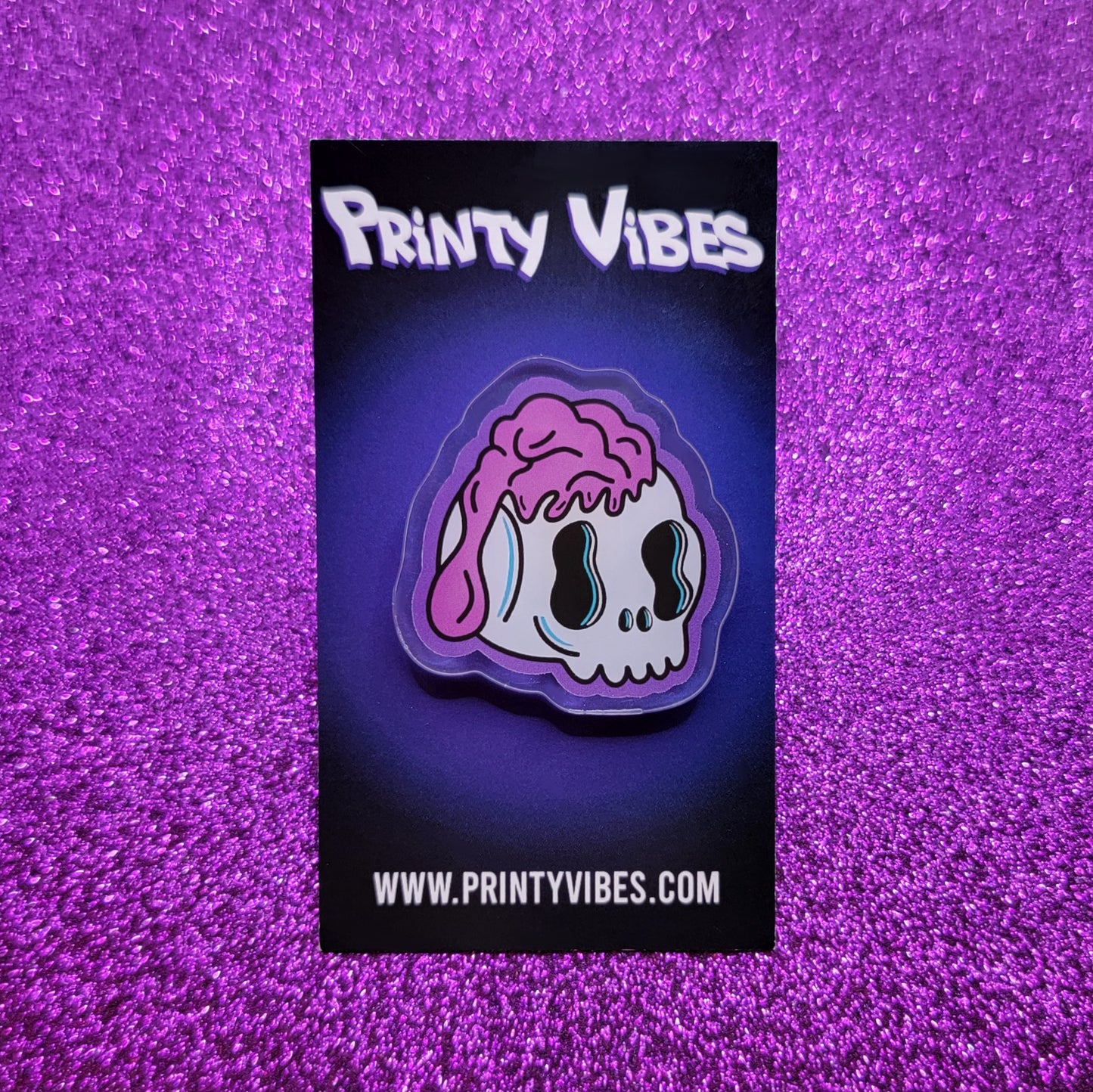 Melting Brain Skull Acrylic Pin