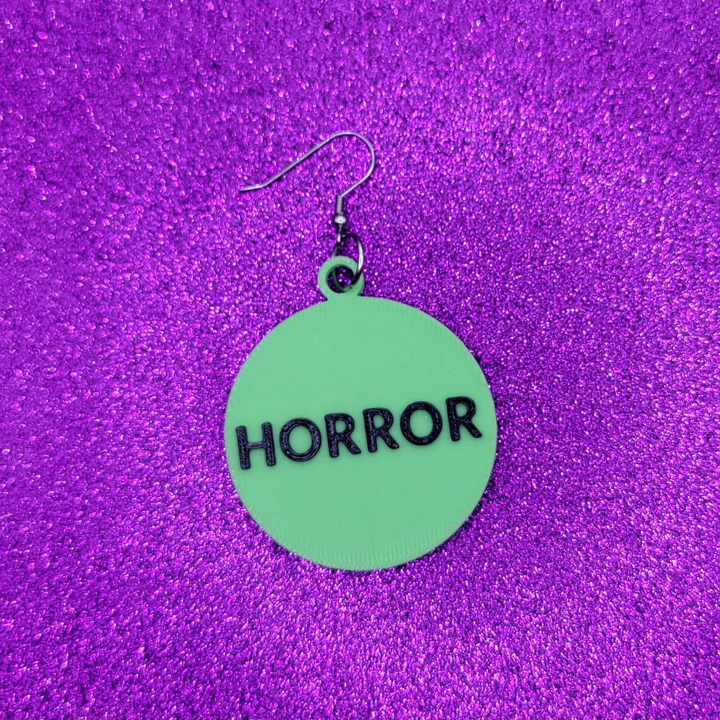 VHS Horror Sticker Statement Earrings 3D Printed