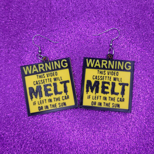 VHS Melt Sticker Statement Earrings 3D Printed