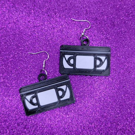 VHS Tape Statement Earrings 3D Printed