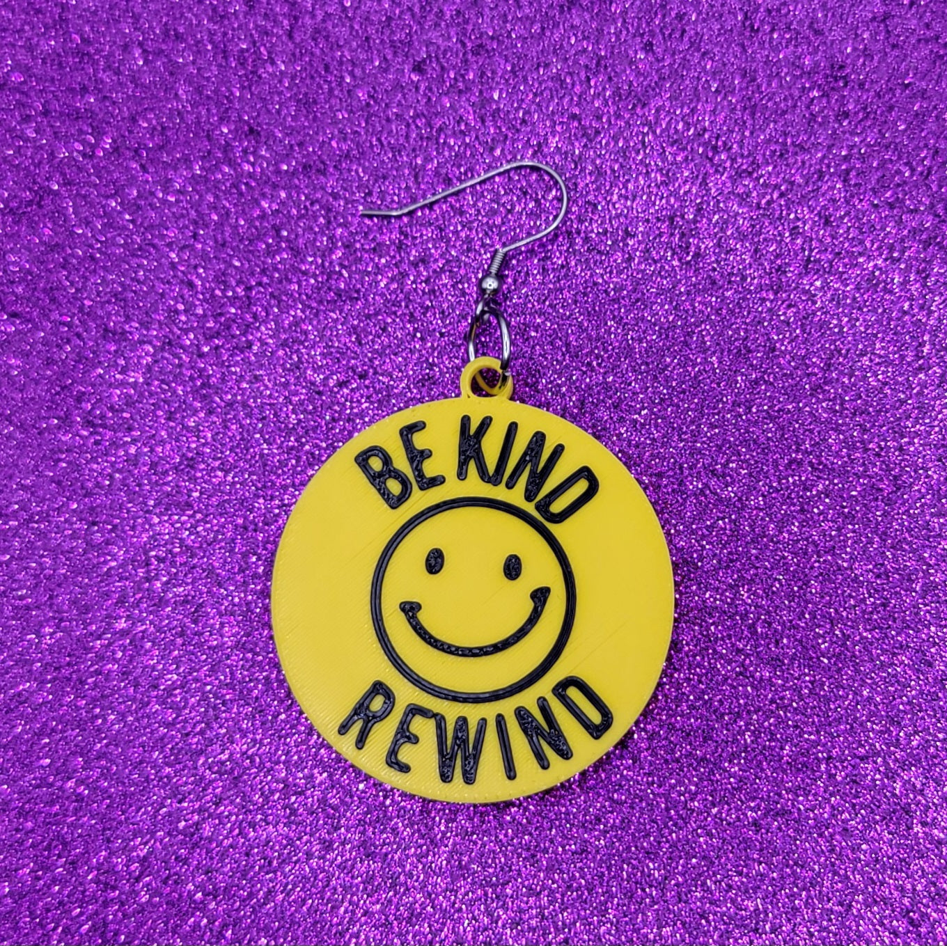 VHS Be Kind Rewind Sticker Statement Earrings 3D Printed