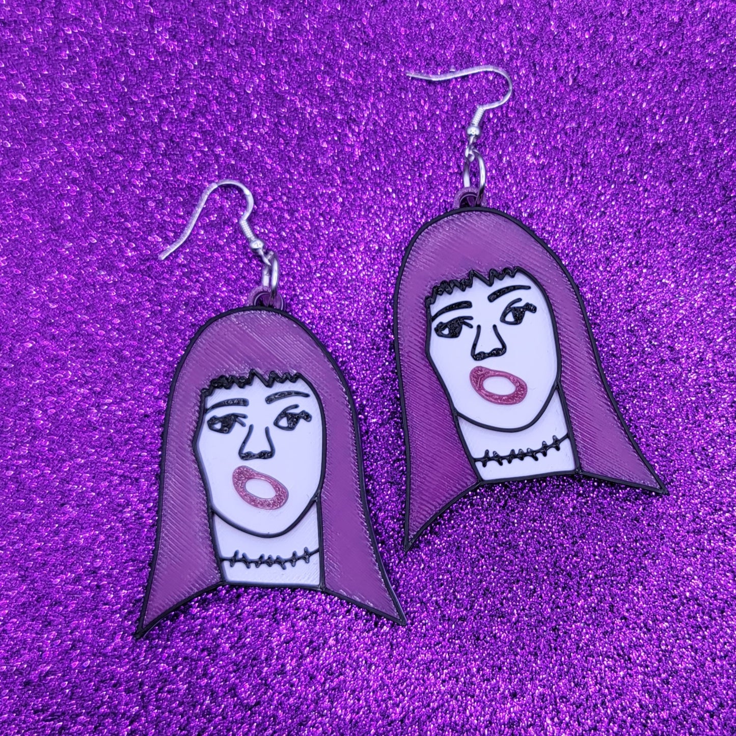 Frankenhooker Horror Movie Statement Earrings 3D Printed