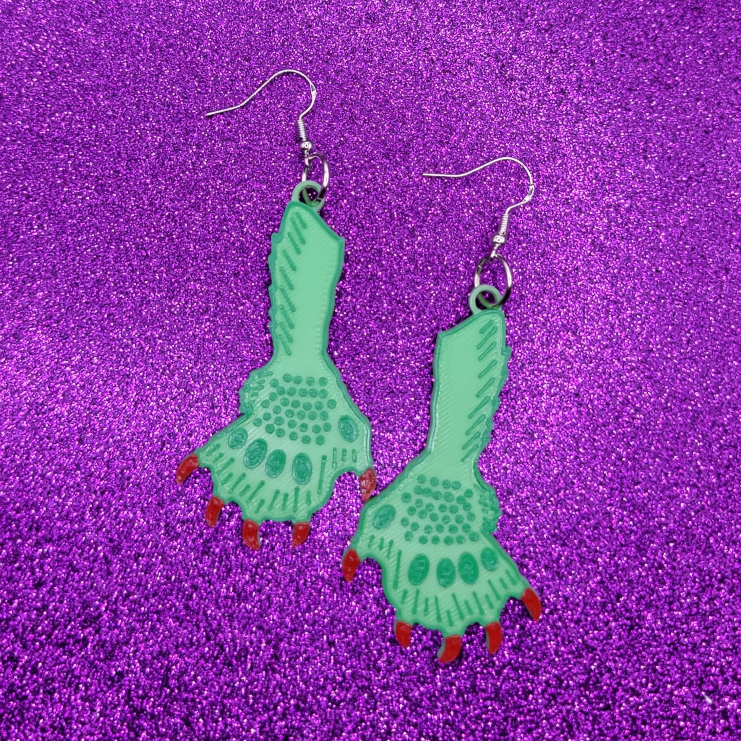 Creature Claws Horror Statement Earrings 3D Printed