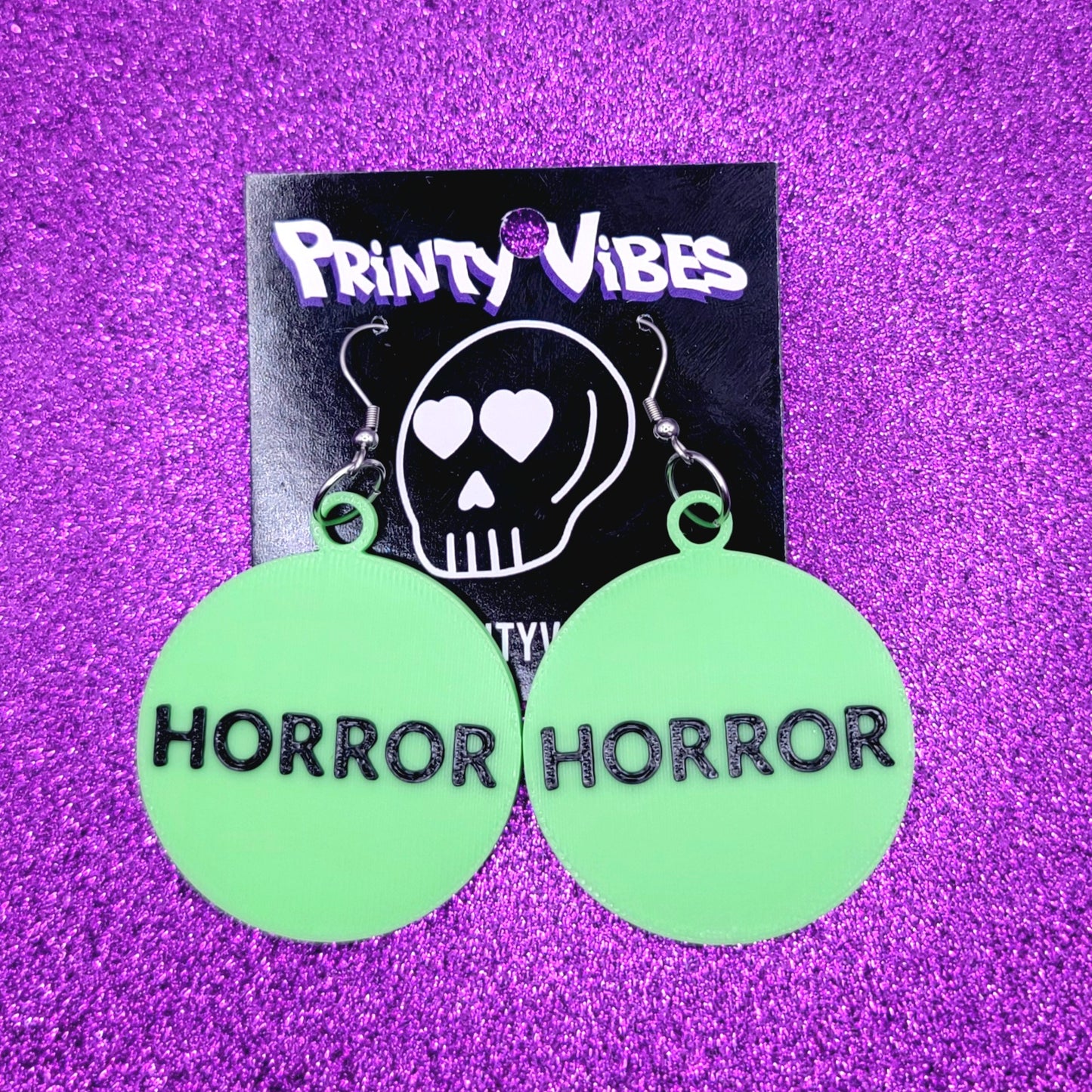 VHS Horror Sticker Statement Earrings 3D Printed