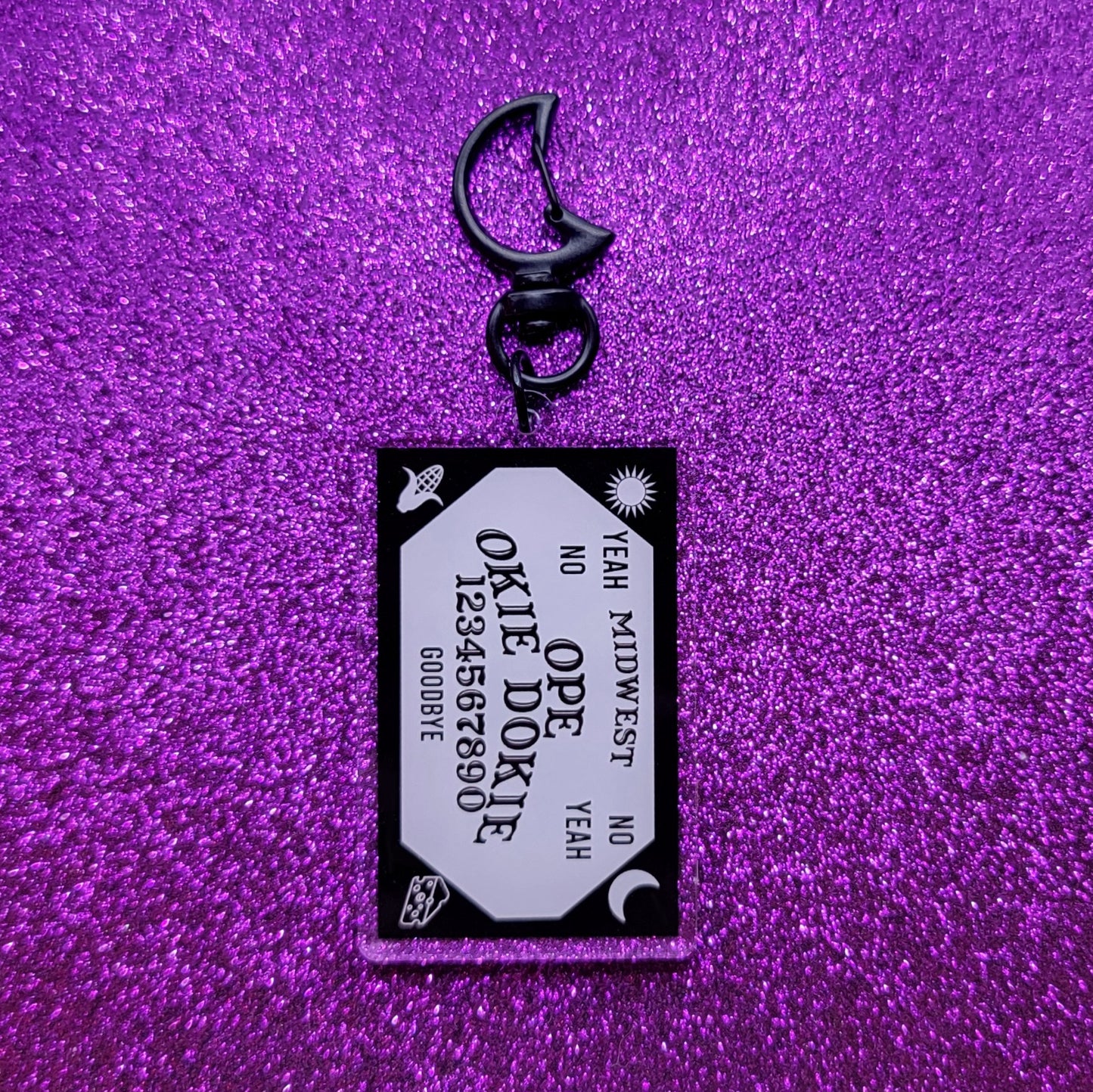 Midwest Ouija Spirit Board Acrylic Keychain 2.5" Funny Midwestern