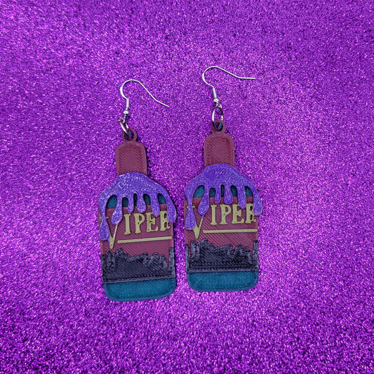 Viper Bottle Horror Movie Statement Earrings 3D Printed