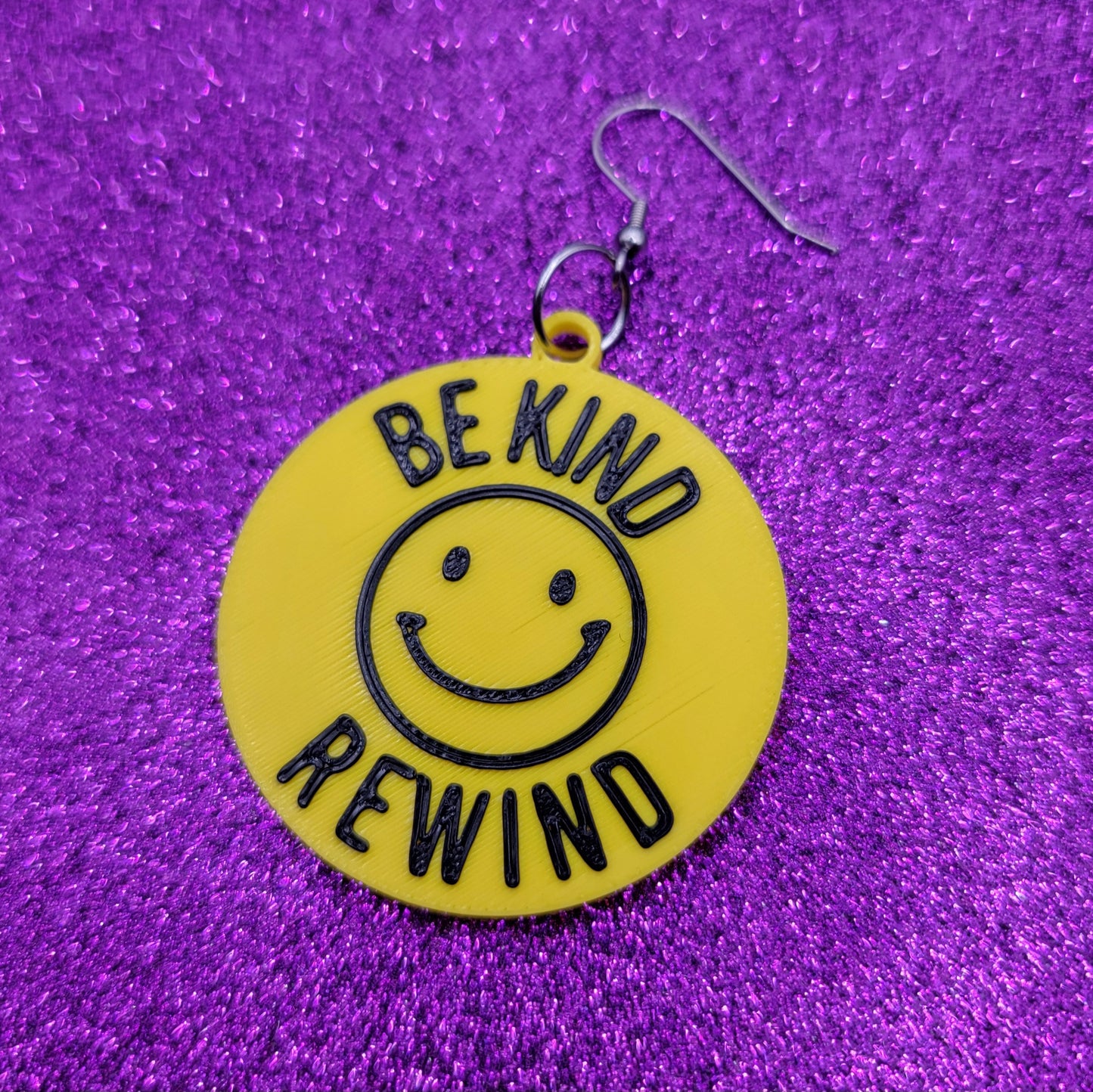 VHS Be Kind Rewind Sticker Statement Earrings 3D Printed