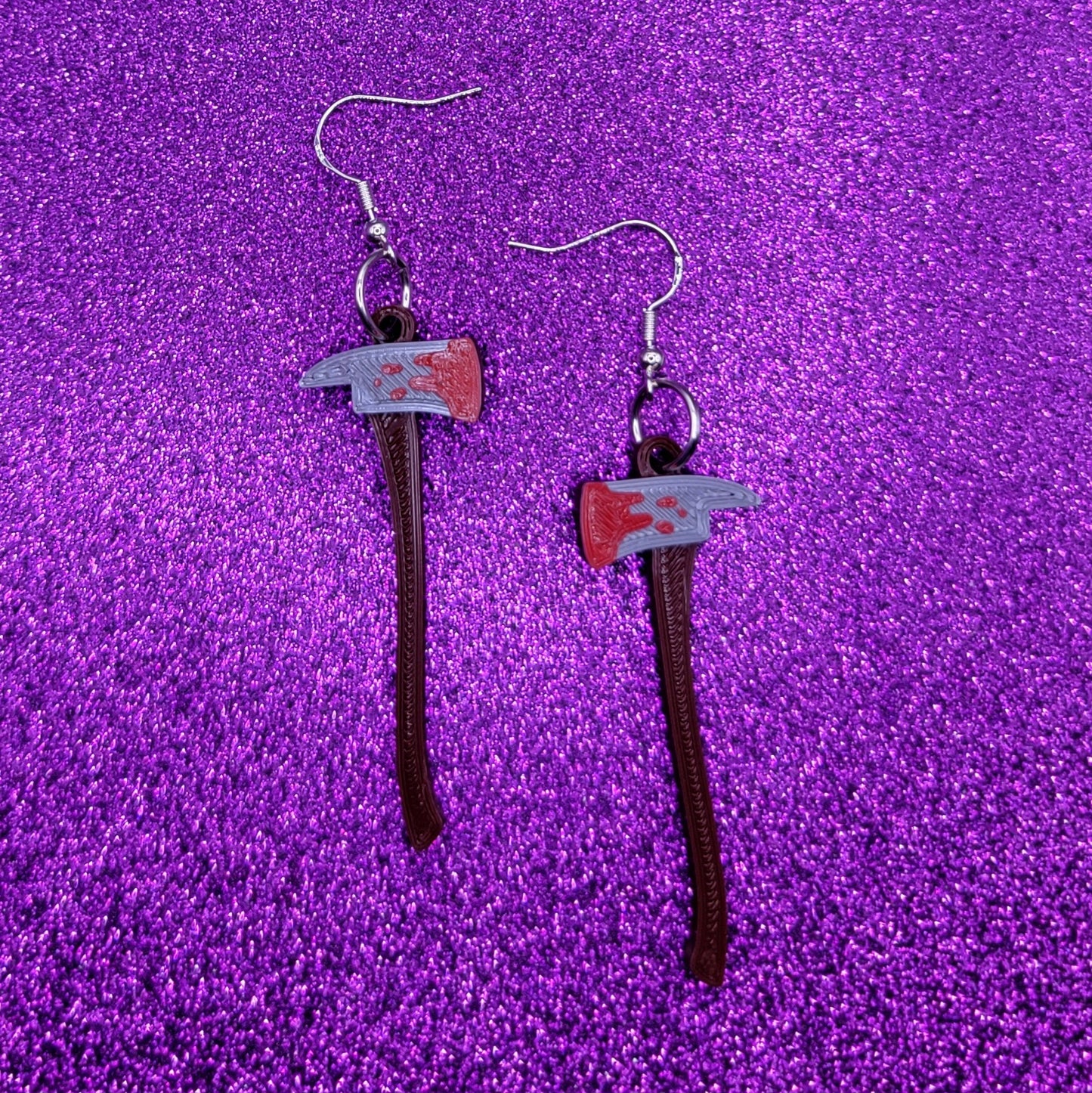 40 Whacks Bloody Axe Statement Earrings 3D Printed