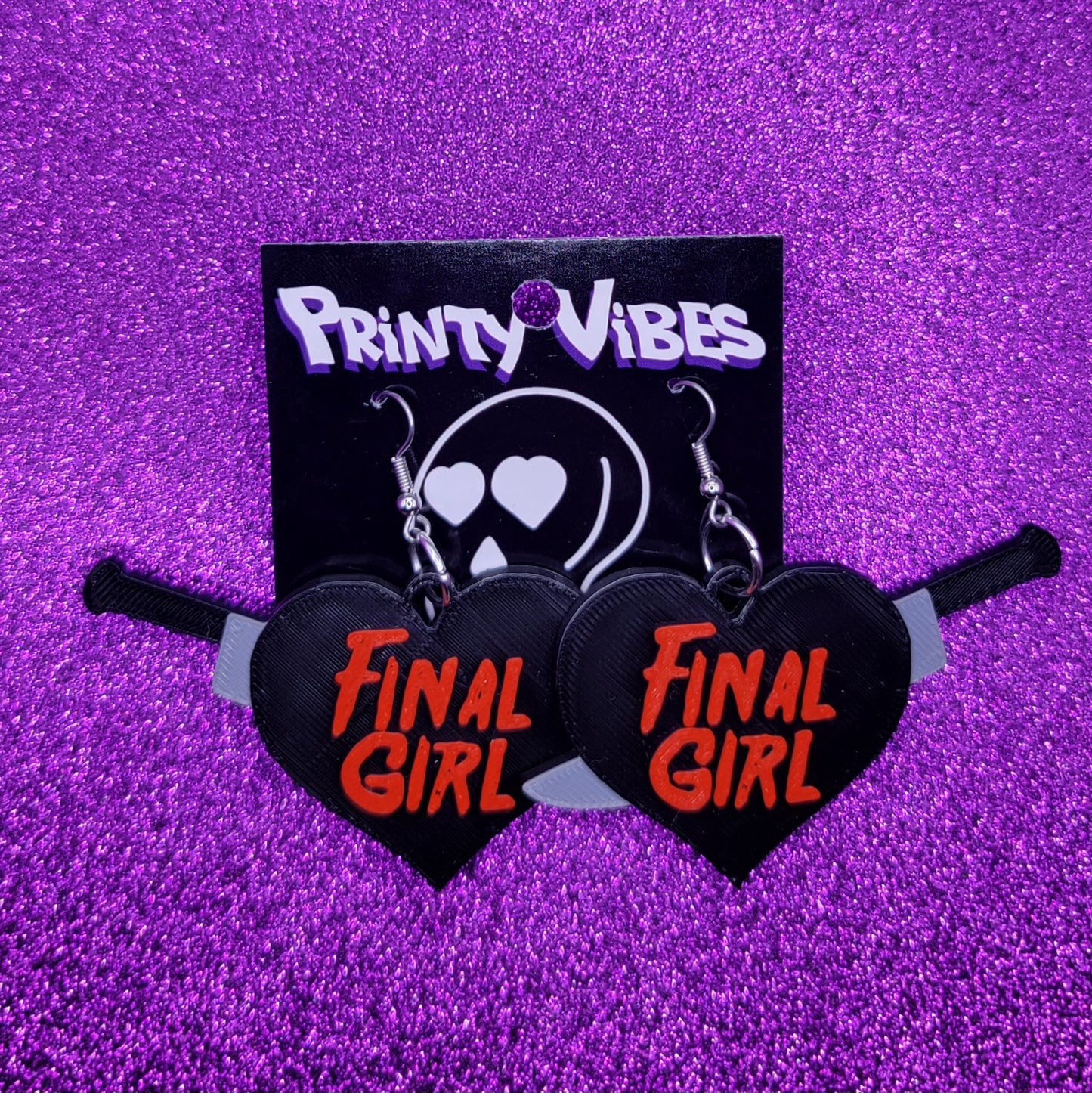 Final Girl Friday Statement Earrings 3D Printed