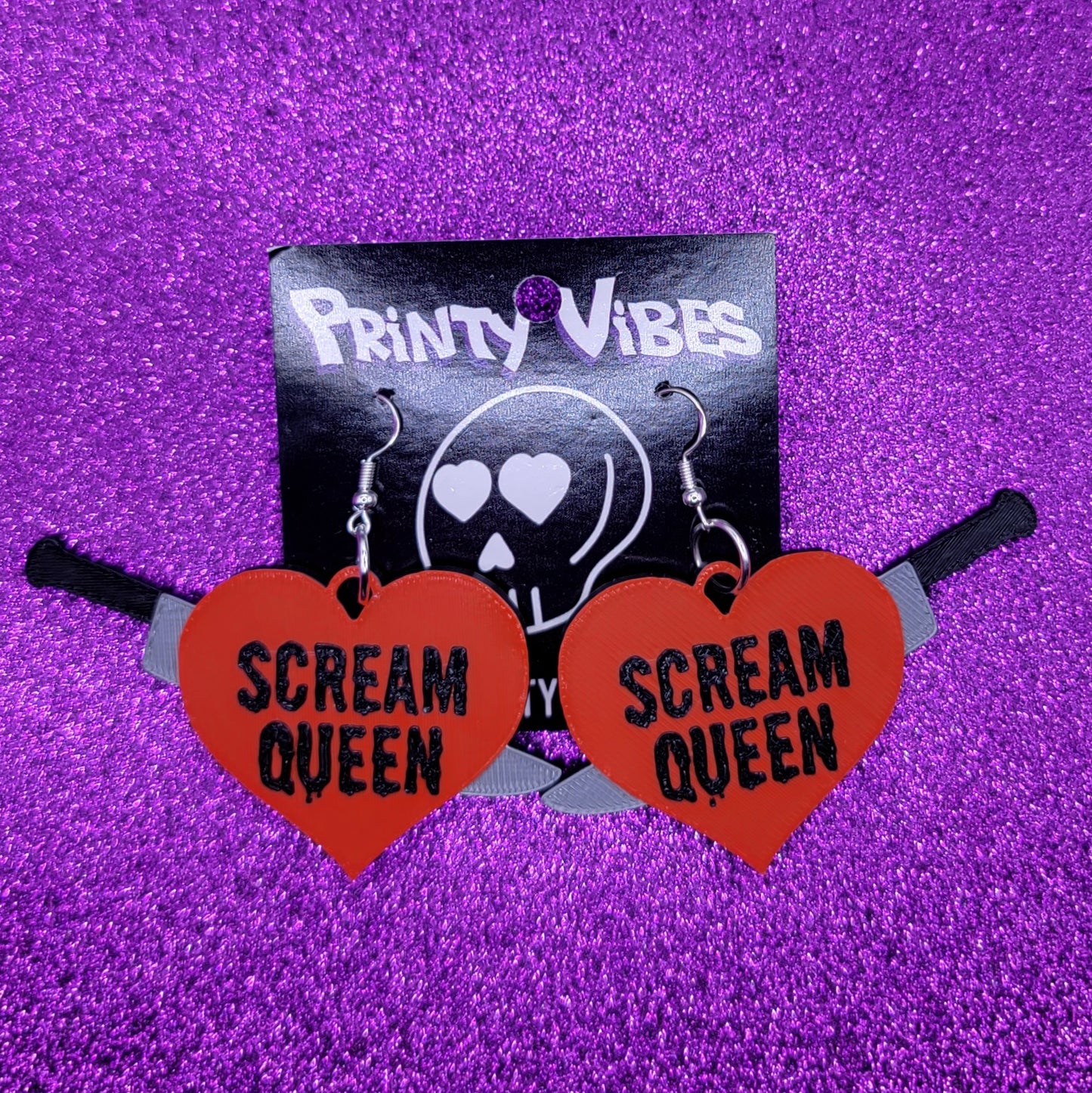 Scream Queen Horror Statement Earrings 3D Printed