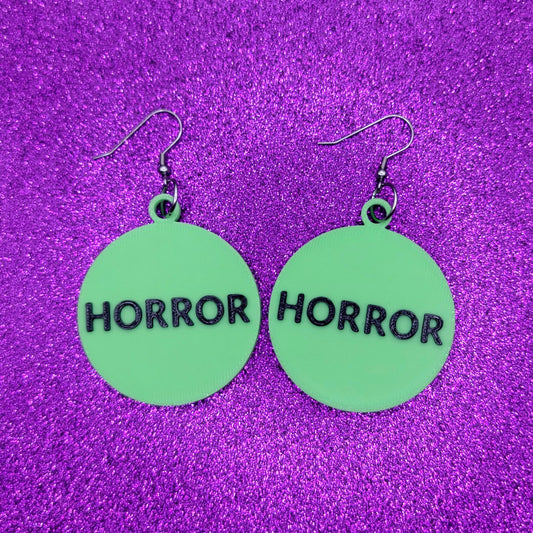 VHS Horror Sticker Statement Earrings 3D Printed