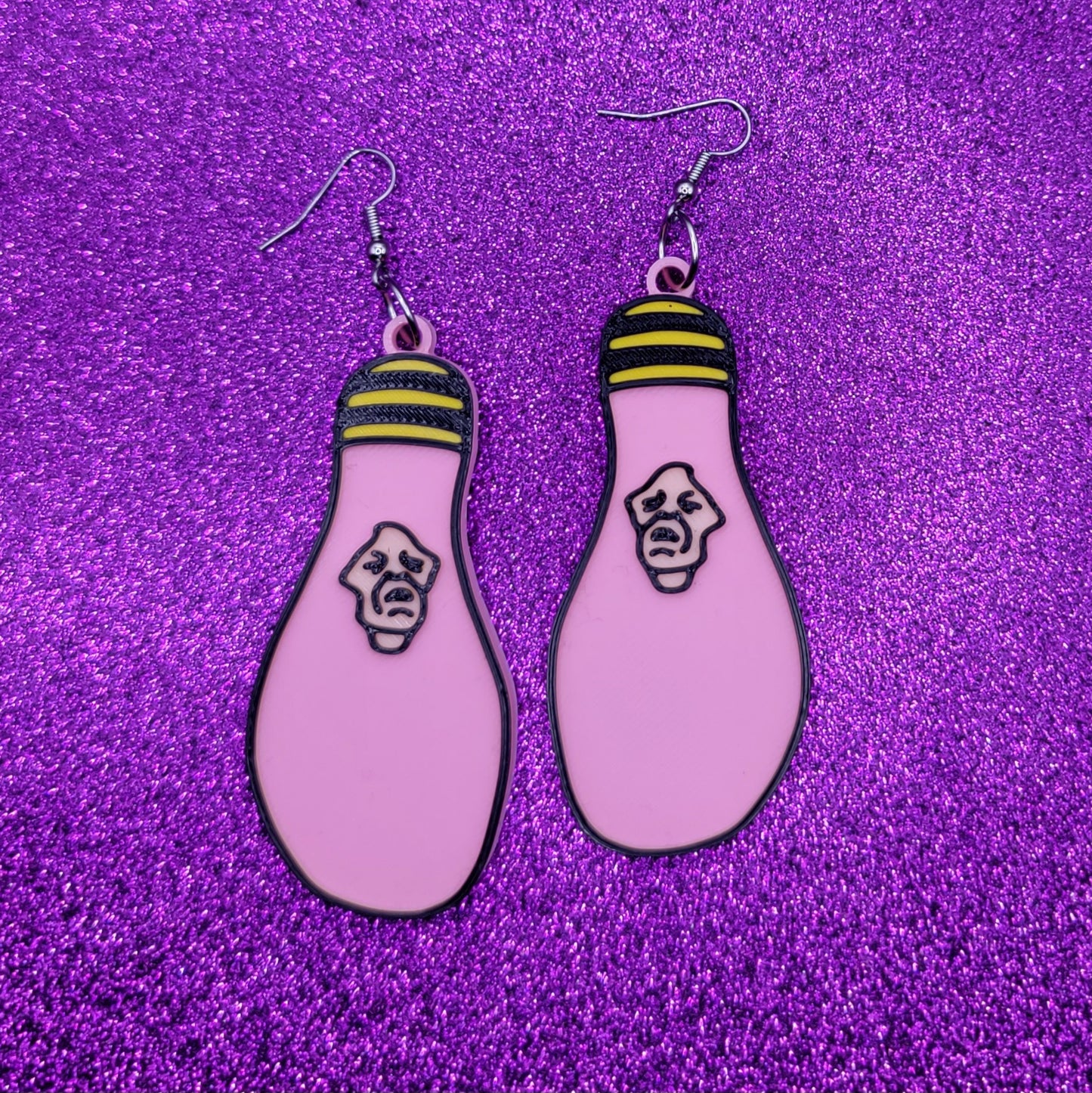 Cotton Candy Cocoon Horror Movie Statement Earrings 3D Printed