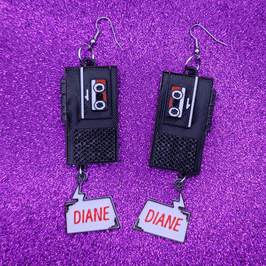 Diane Twin Peaks Tape Recorder 3D Printed Statement Earrings