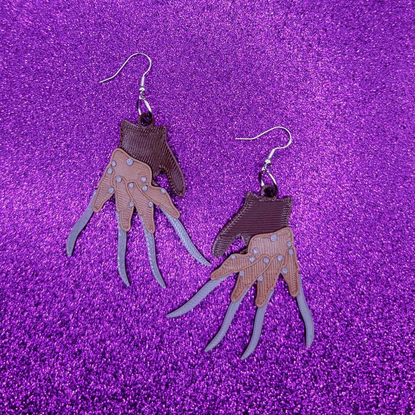 Knife Hands Horror Movie Statement Earrings 3D Printed