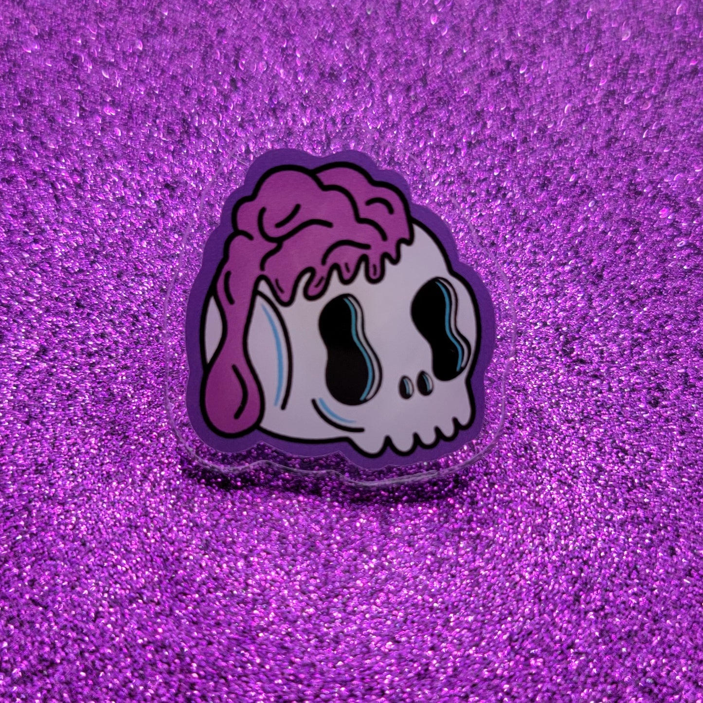 Melting Brain Skull Acrylic Pin