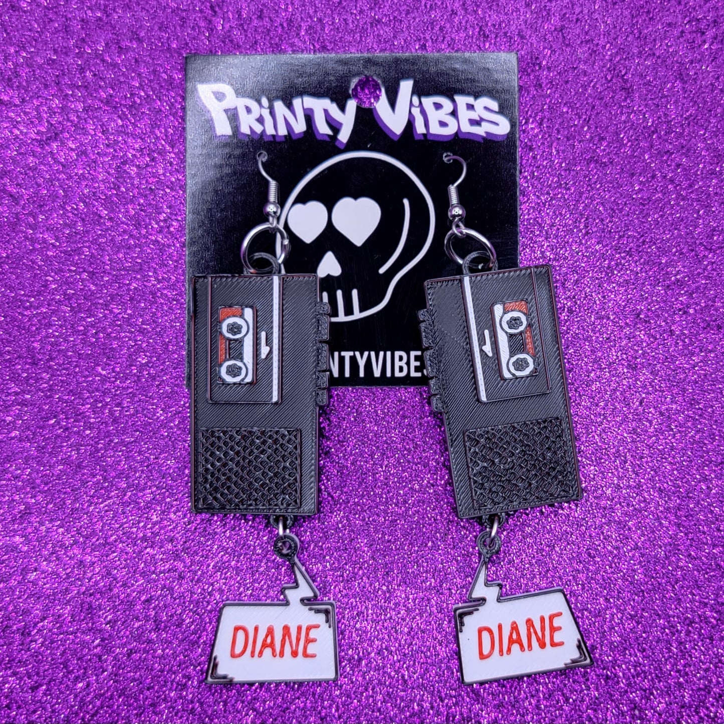 Diane Twin Peaks Tape Recorder 3D Printed Statement Earrings