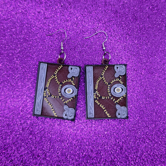 Halloween Witch Book Statement Earrings 3D Printed