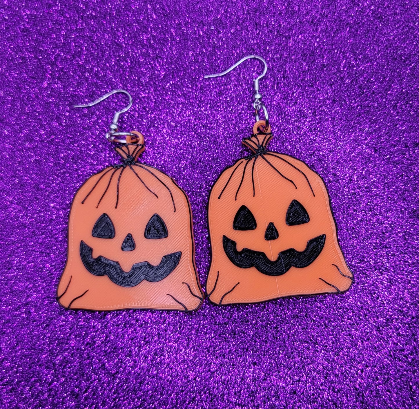 Pumpkin Leaf Bag Statement Earrings 3D Printed