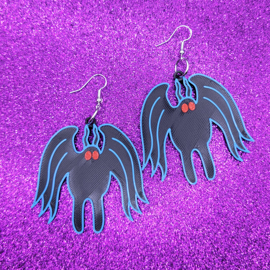 Mothman Cryptid Statement Earrings 3D Printed