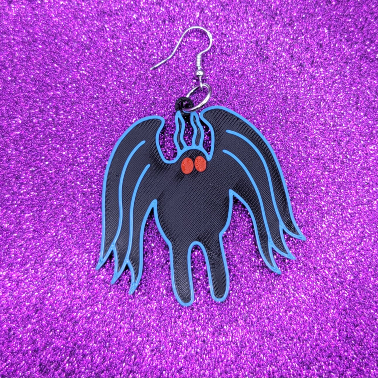 Mothman Cryptid Statement Earrings 3D Printed