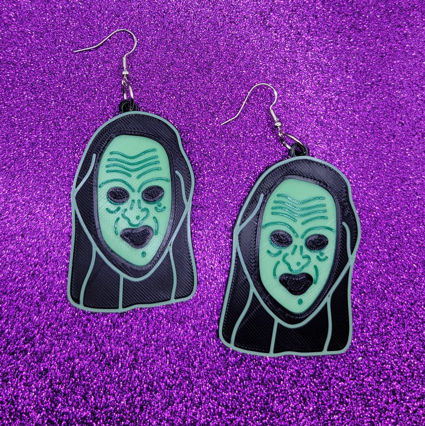 Witch Mask Horror Movie Statement Earrings 3D Printed