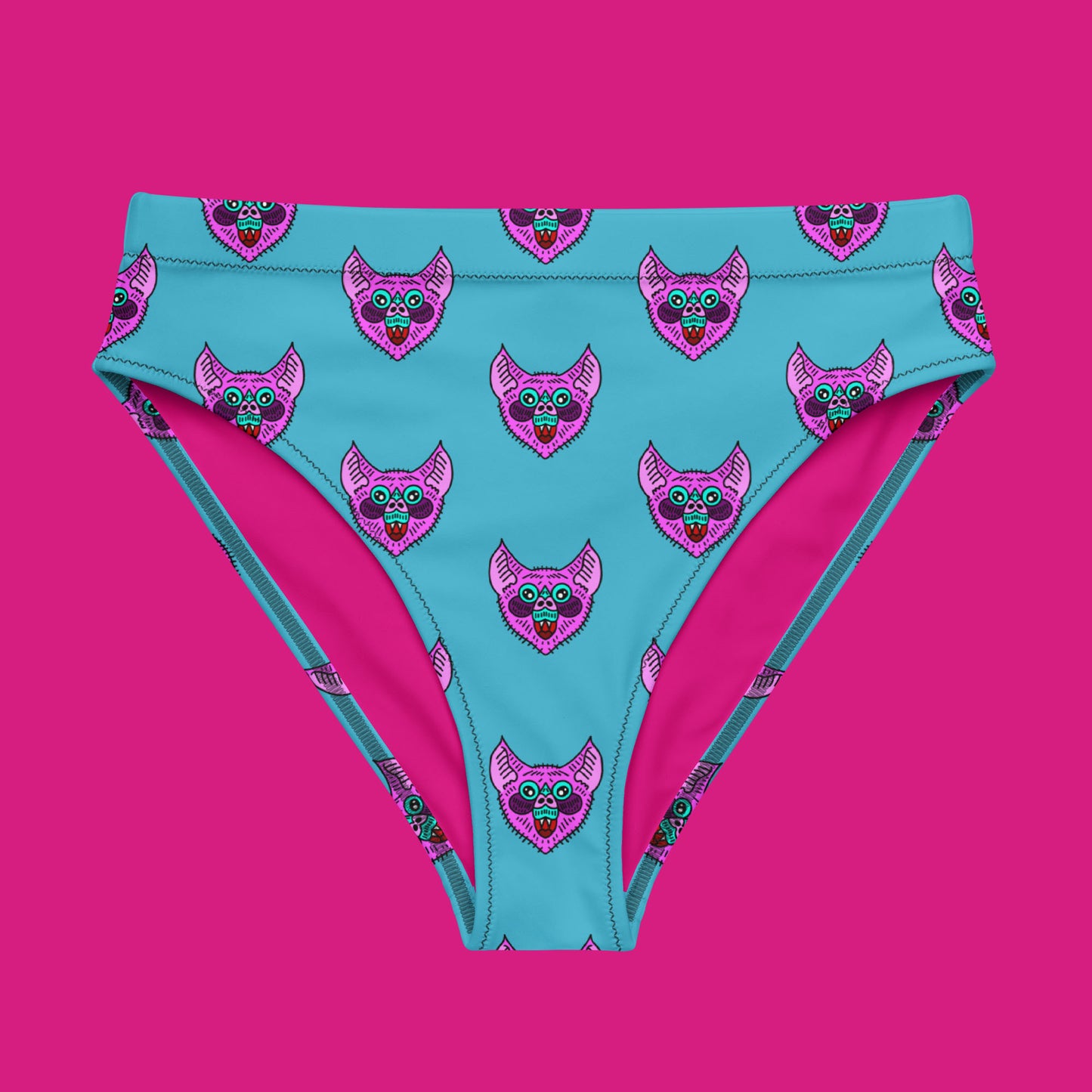 Pink Bat High-Waisted Bikini Bottom