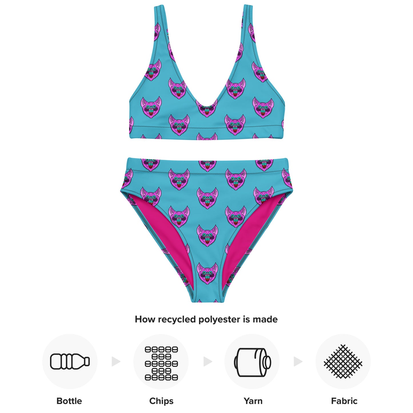 Pink Bat High-Waisted Bikini Bottom