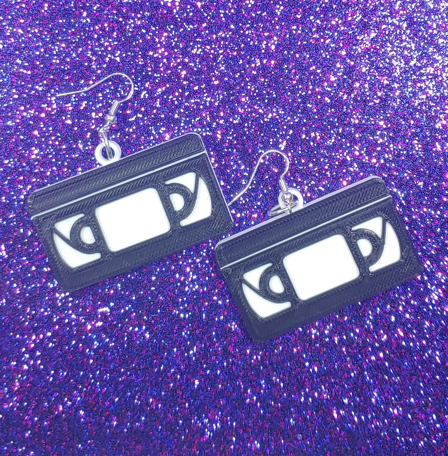 VHS Tape Statement Earrings 3D Printed