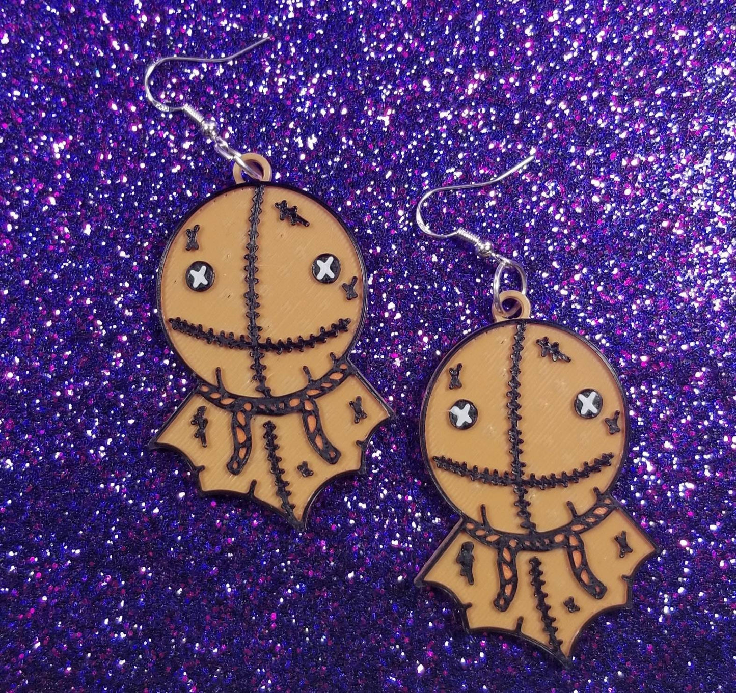 Sack Boy Horror Movie Statement Earrings 3D Printed