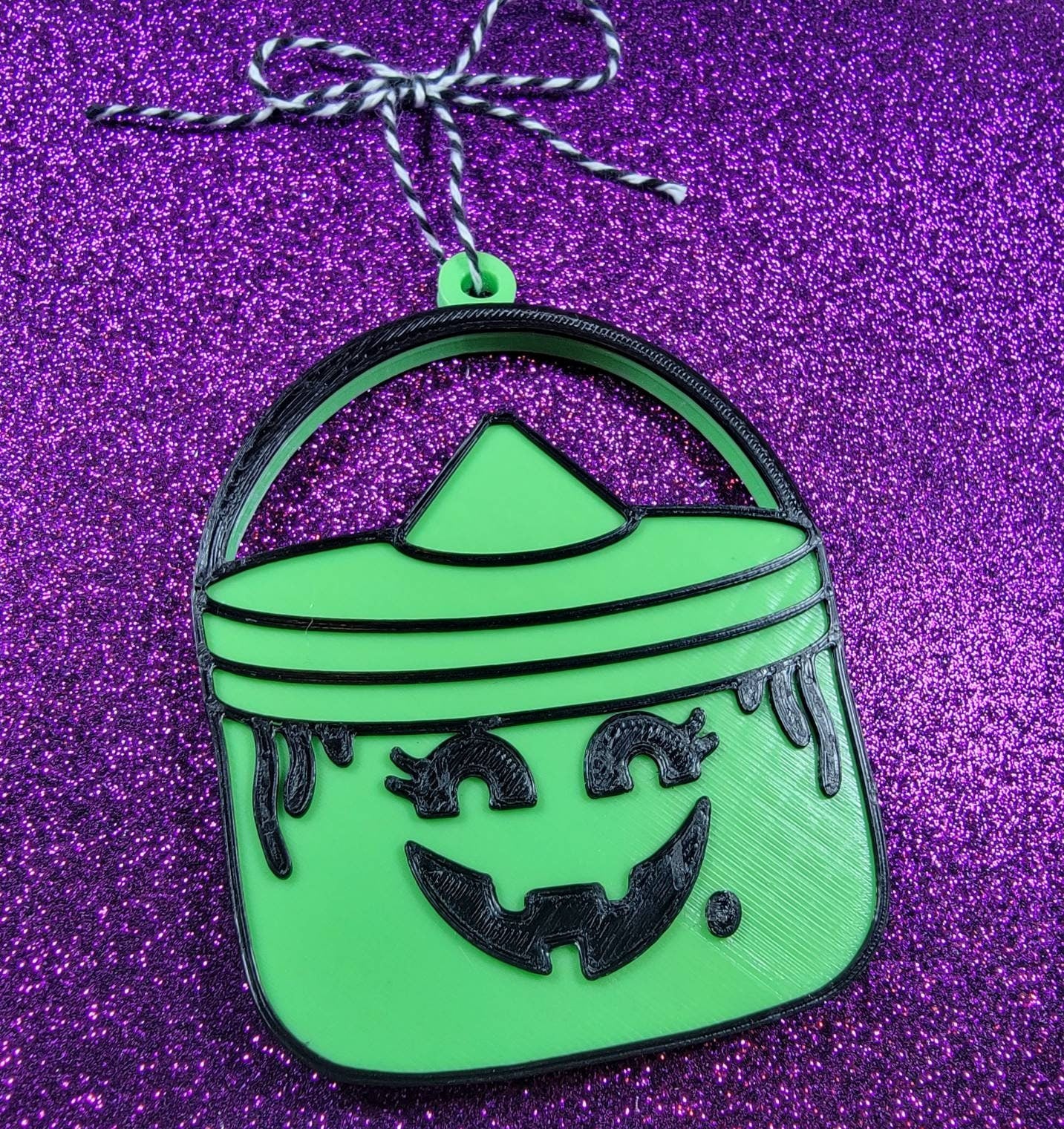 Halloween Witch Bucket 3D Printed Spooky Christmas Ornament