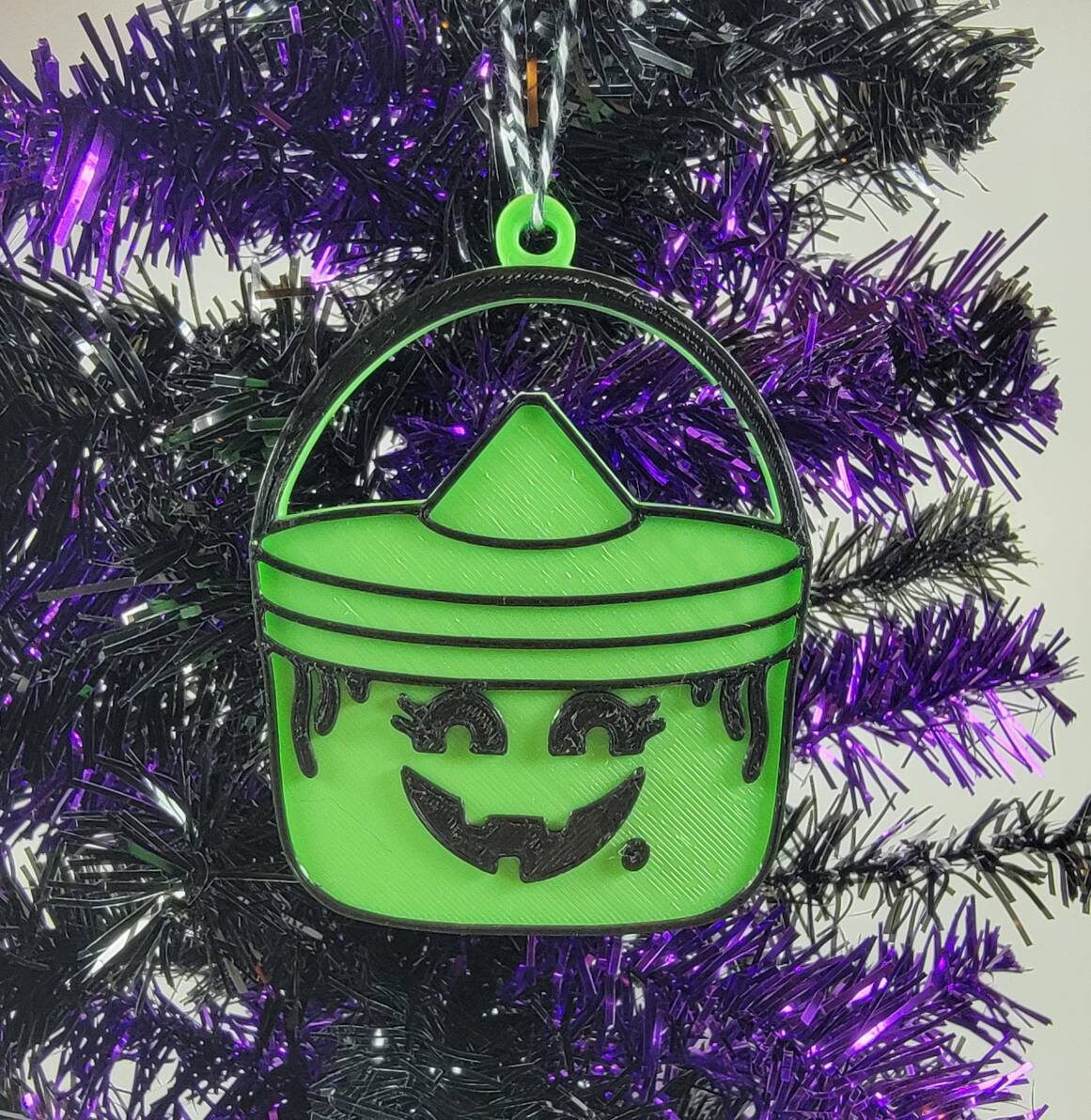 Halloween Witch Bucket 3D Printed Spooky Christmas Ornament