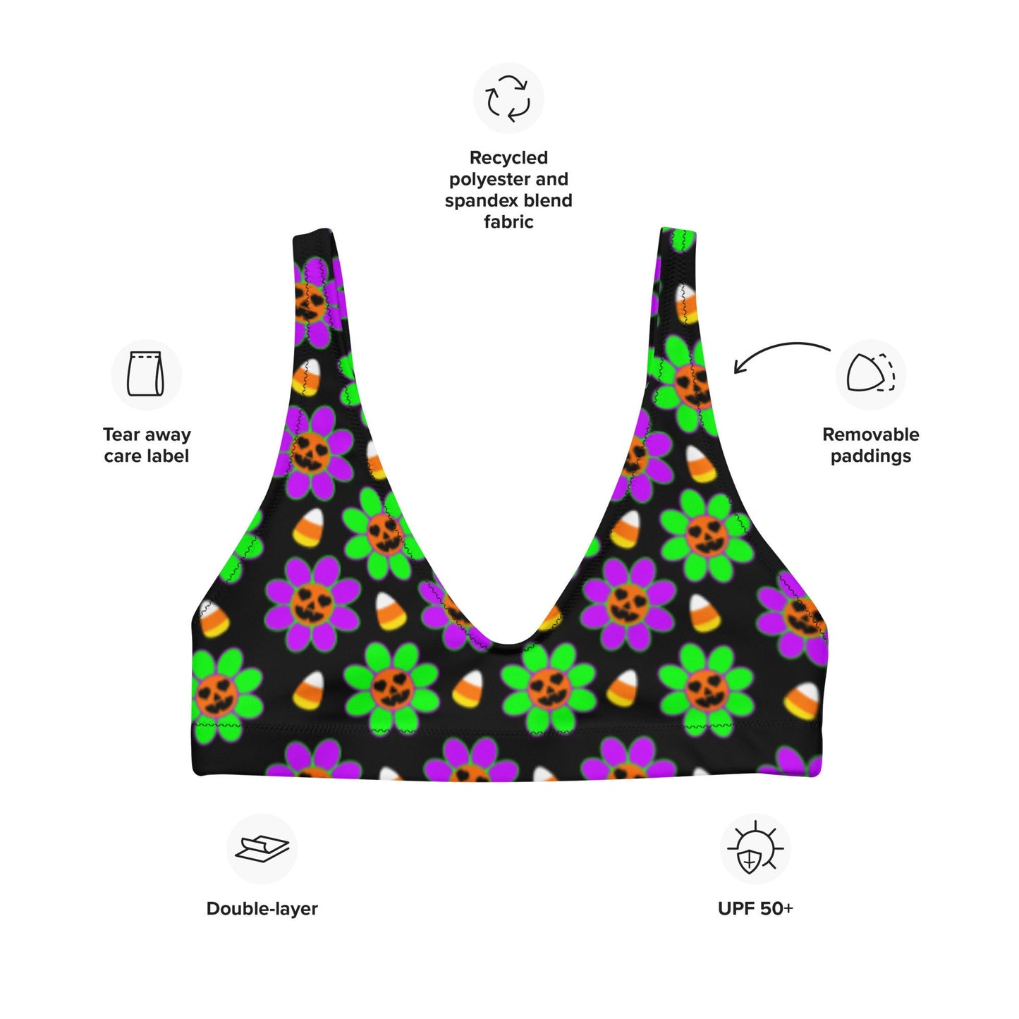 Pumpkin Daisy Recycled padded bikini top